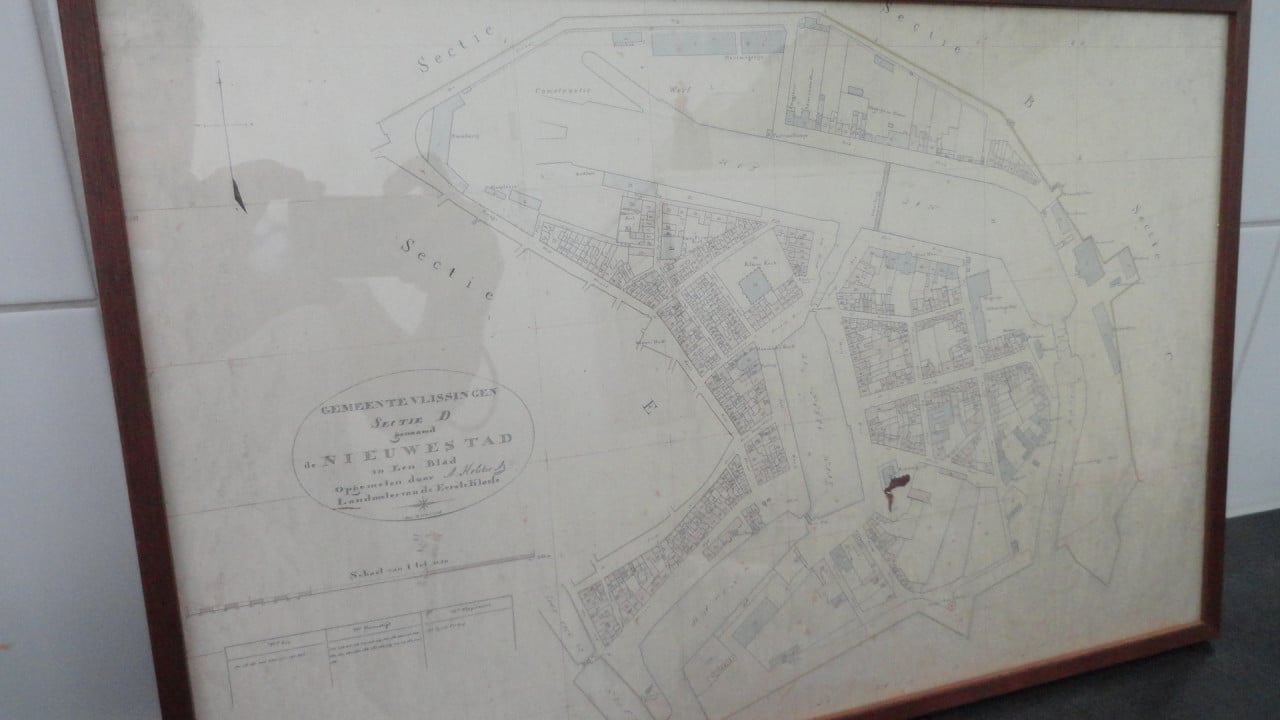 Vlissingen Repro Minuutplan Kadaster . Situatie ± 1812-1820 Fraai ingelijst