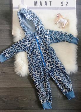 Onesie blauw luipaard maat 92