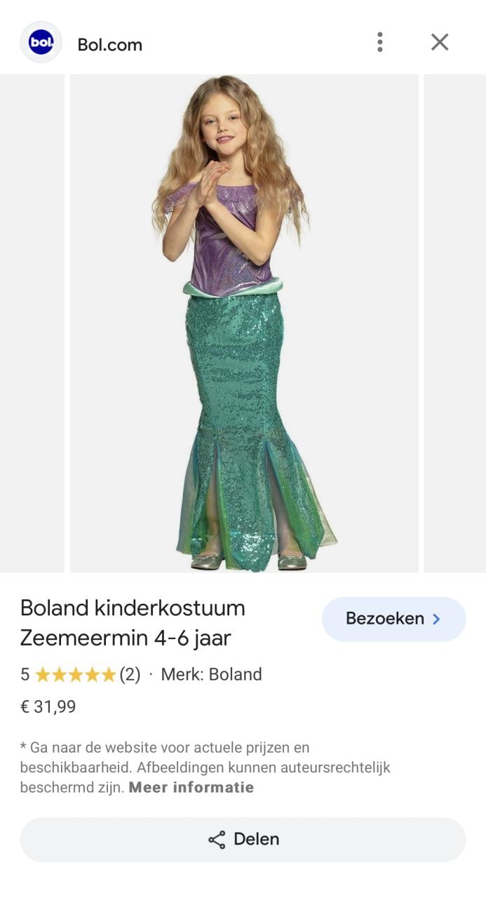 Nieuw ! Maat 146 Mooie Groene Prinses Ariël Zeemeermin Jurk