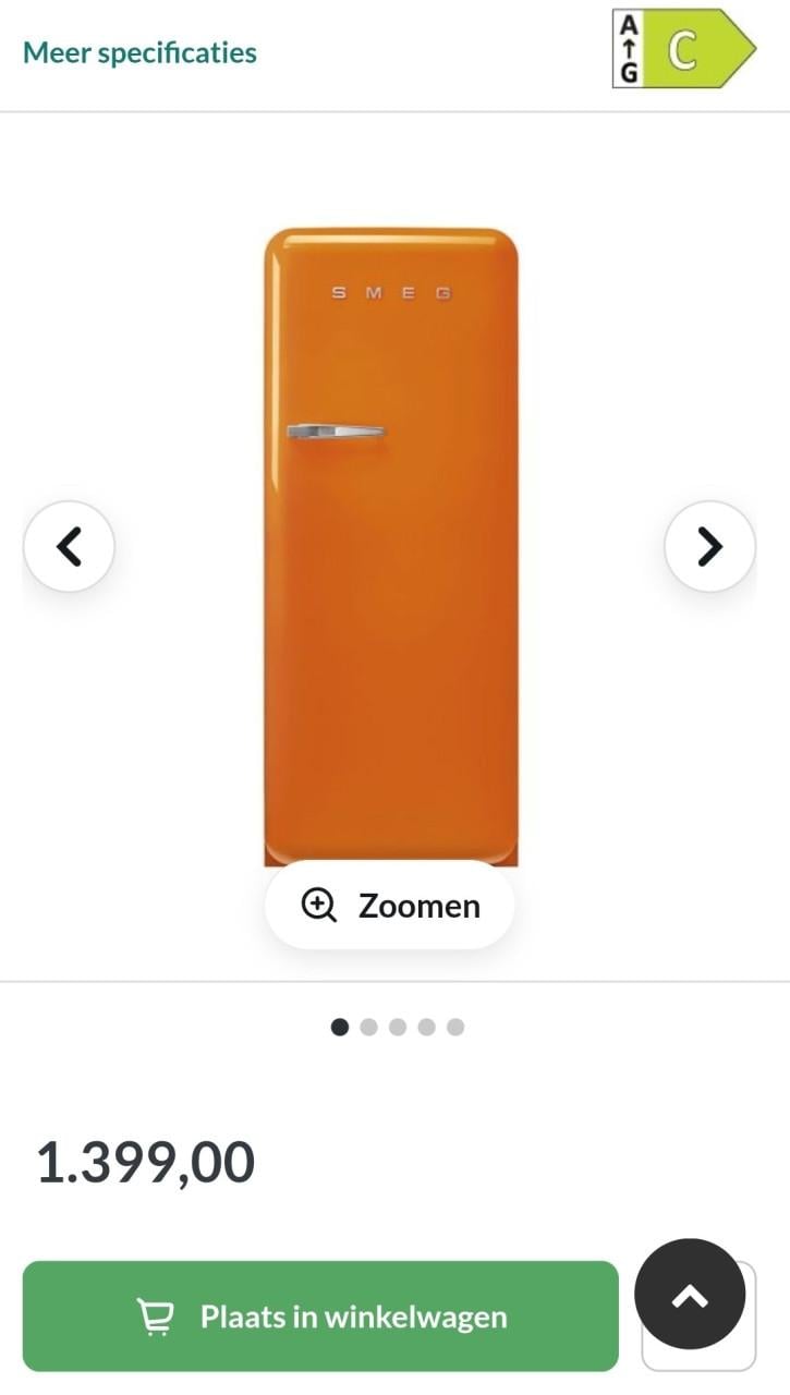 Nieuw in doos Smeg FAB28RDRB3 koelkast oranje