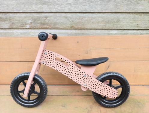 Loopfiets hout roze