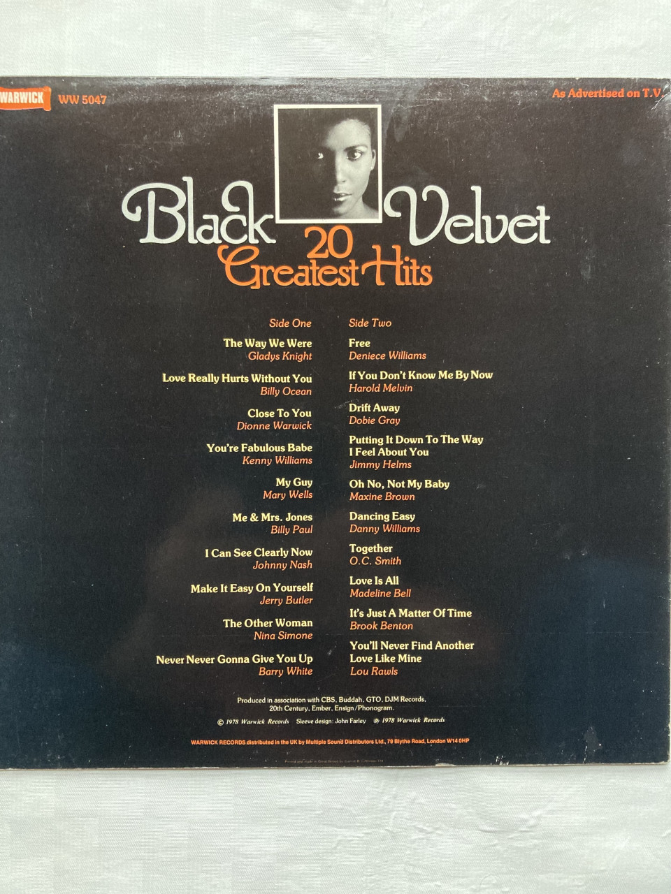 LP Black Velvet 20 greatest hits WW 5047 Warwick Records