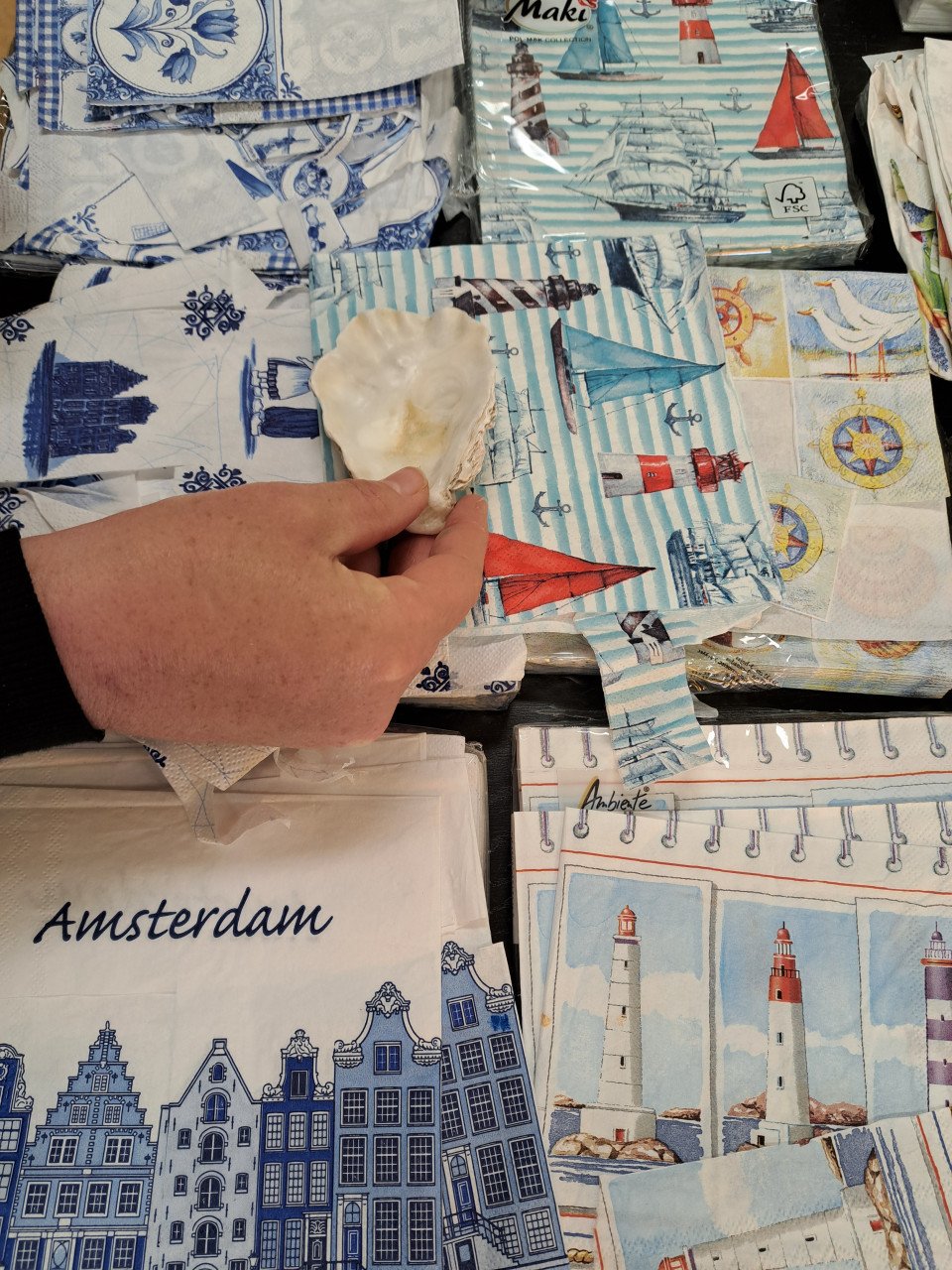 Workshop Decoupage combi oesterschelpen en Sint-Jacobsschelpen 22 augustus