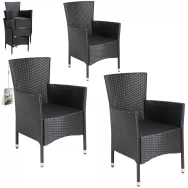 6 Zwarte tuinstoelen incl grijze kussens