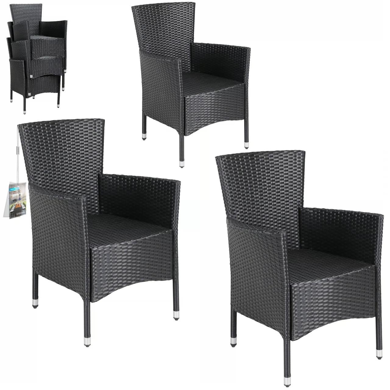 6 Zwarte tuinstoelen incl grijze kussens