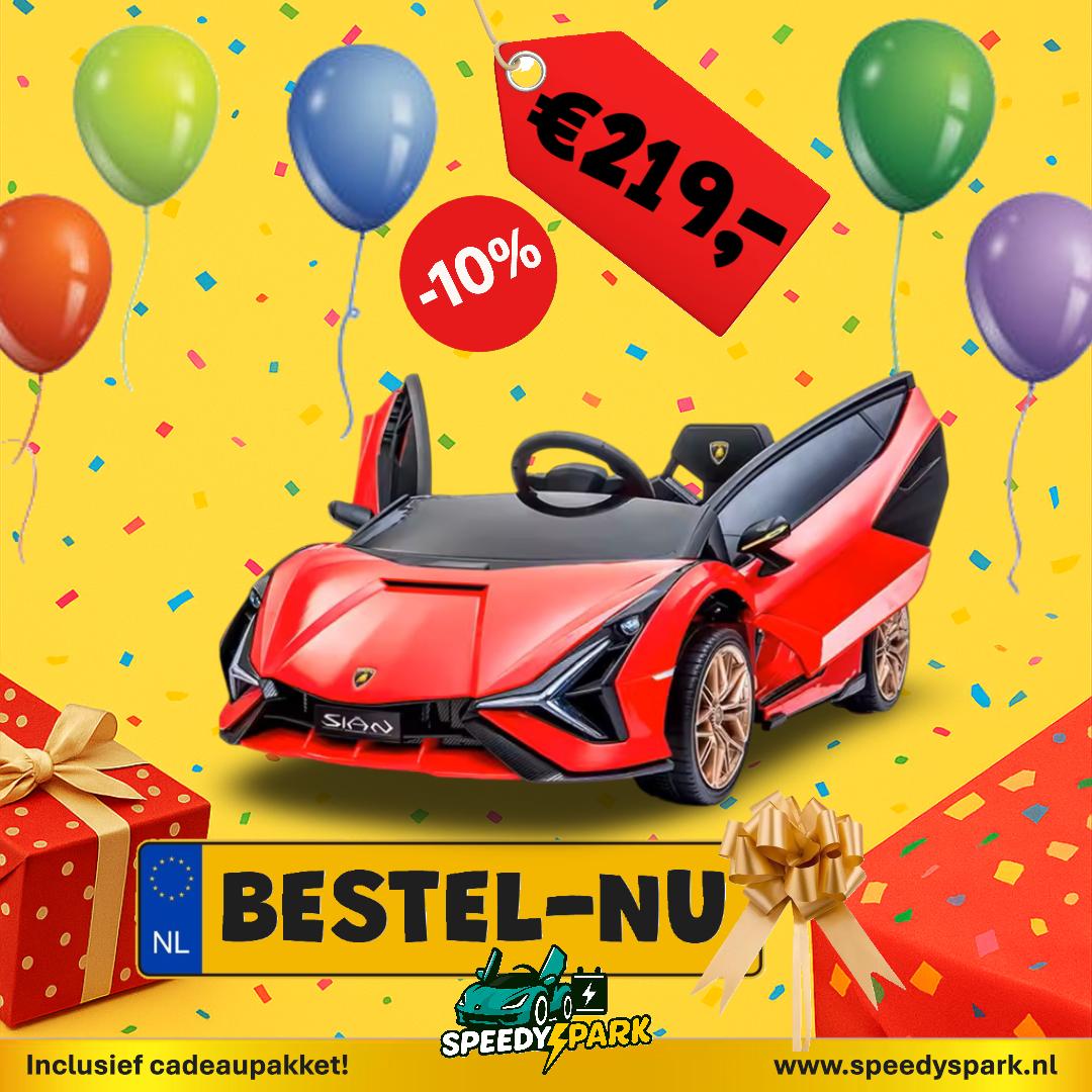 Elektrische Kinderauto 12V – Lamborghini Sian | Rood