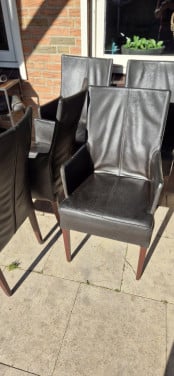 Hout / leren eetkamer stoelen 5 stuks