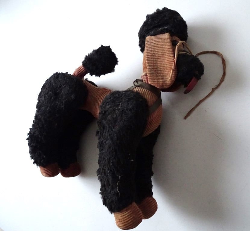 Oude Vintage Poedel Knuffel pop hond