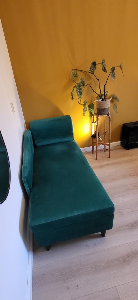 LUIRO - Chaise longue - Groen - Rechterzijde - Fluweel