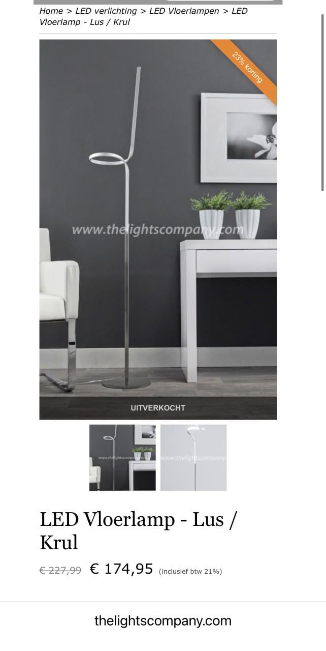 Nieuwprijs €175,- Design LED vloerlamp van Monsieur Meuble, matzilver