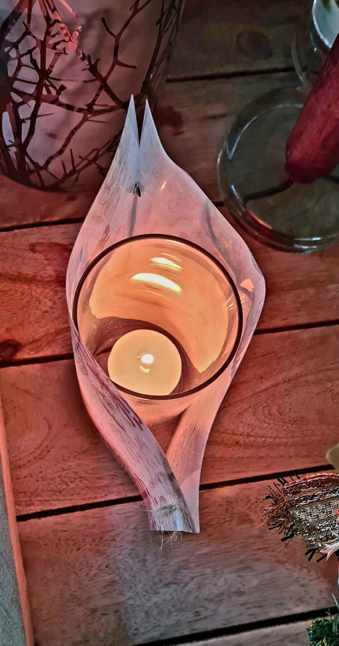 Mooi windlichtje in roze vintagelook 16x16 cm