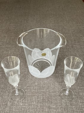 Champagnekoeler met 2 glazen (nieuw)