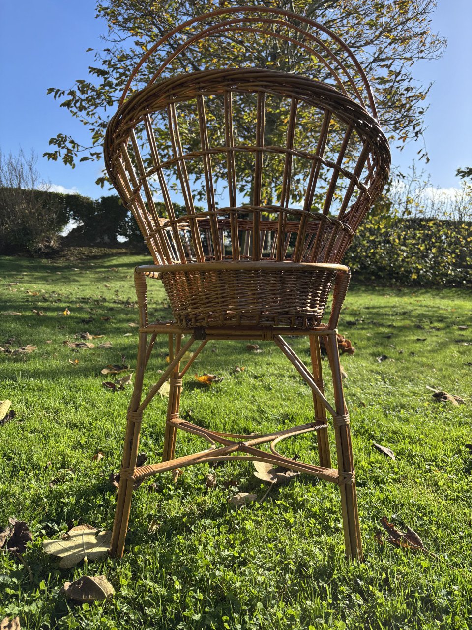 Wieg met los onderstel in rotan + gratis badje (Ikea - wit)