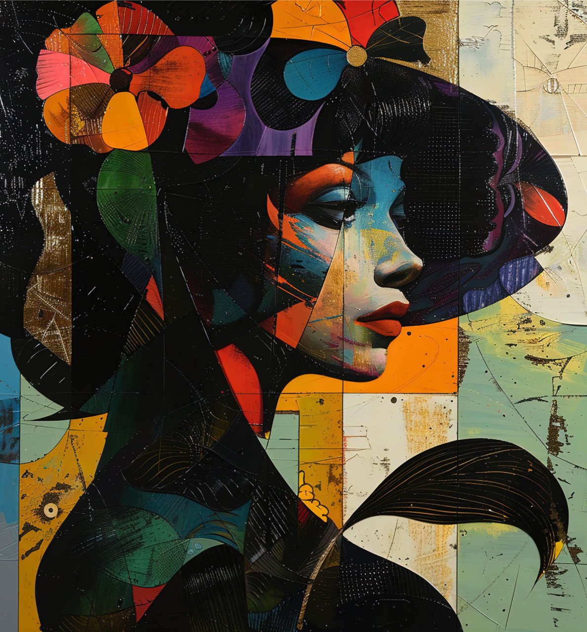 " Mujer con sombrero " Kunstwerk van de kunstenaar Alberto Ricardo