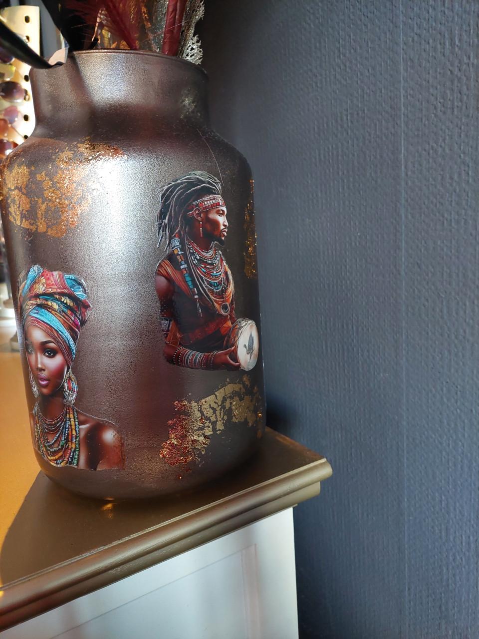 Nw Afrikaanse Decoupage vaas