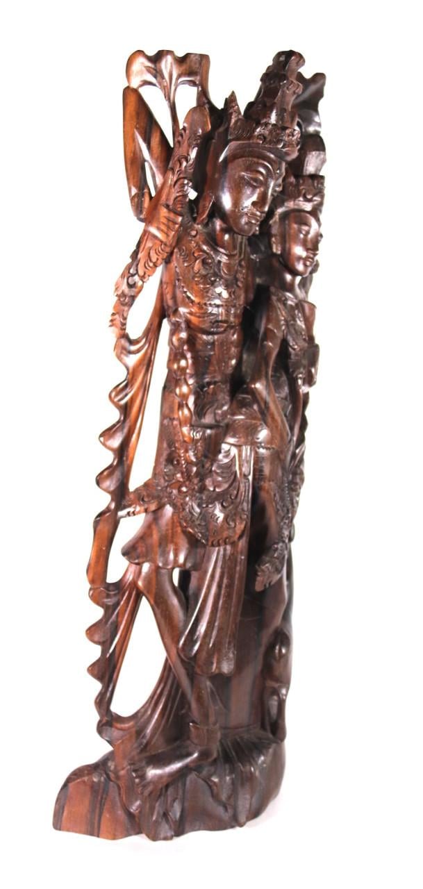 Balinees Beeld van dansend paar ( handgesneden )