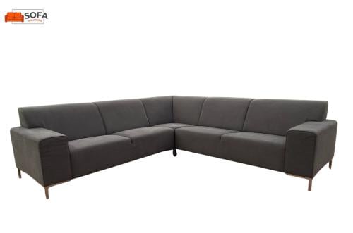 Mooie Grijze Stoffen Hoekbank – Duurzame Metalen Basis –Gratis Levering NL