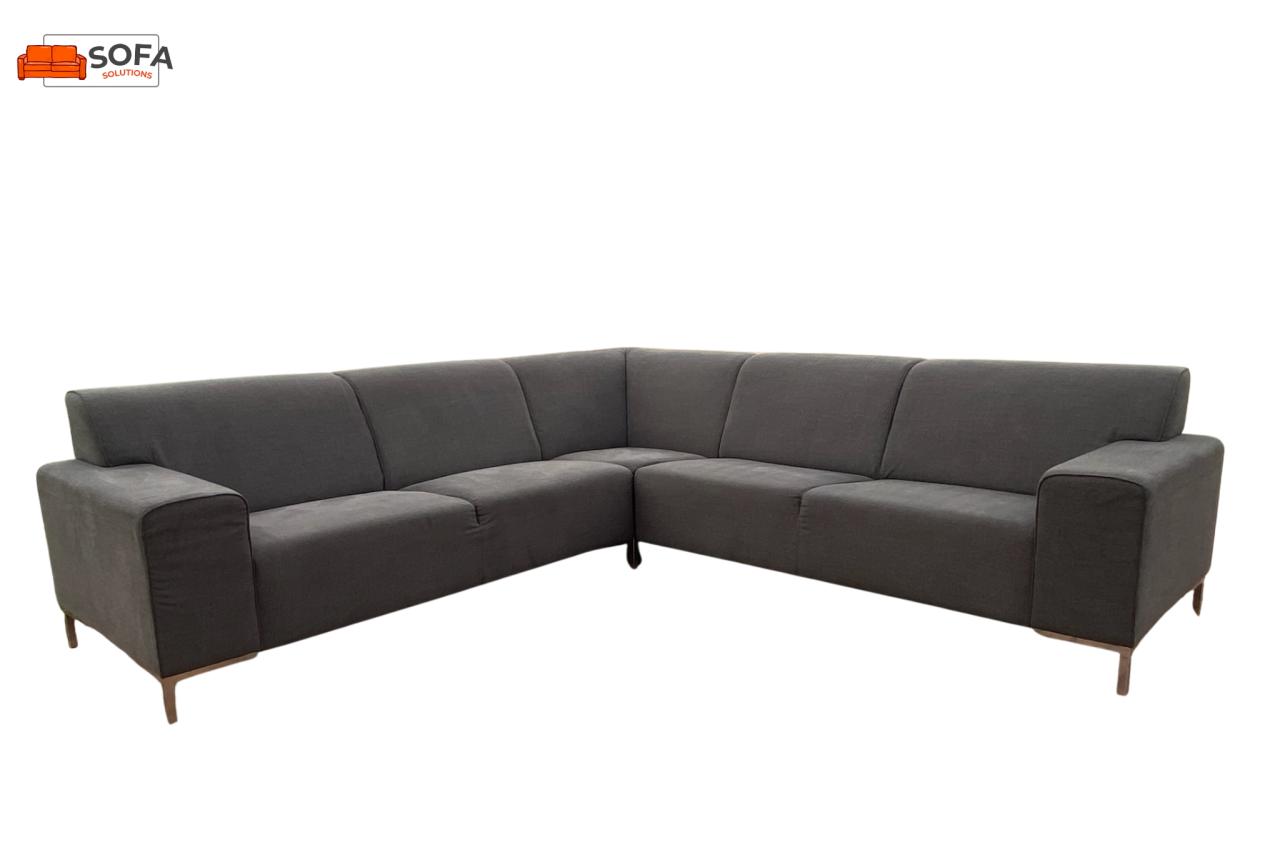 Mooie Grijze Stoffen Hoekbank – Duurzame Metalen Basis –Gratis Levering NL