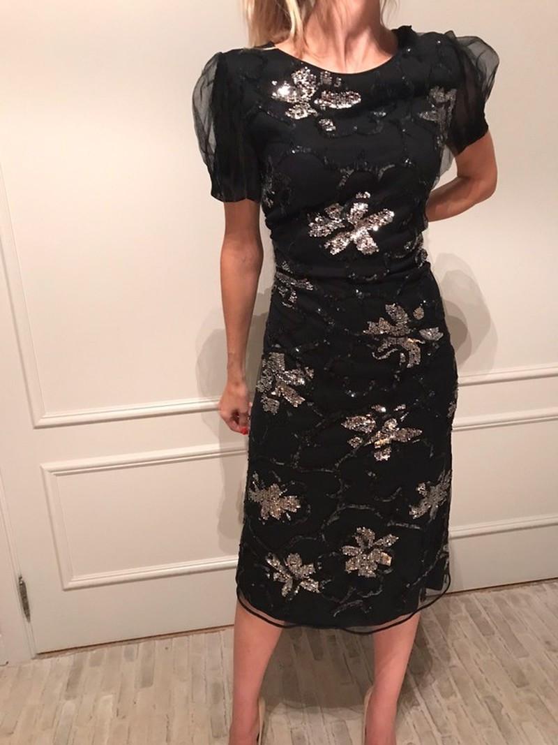 Rena Lange: Nieuw zwart jurkje met pailletjes maat 42