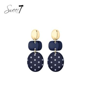 Oorbellen met polkadot hanger en goudkleurig oorstukje