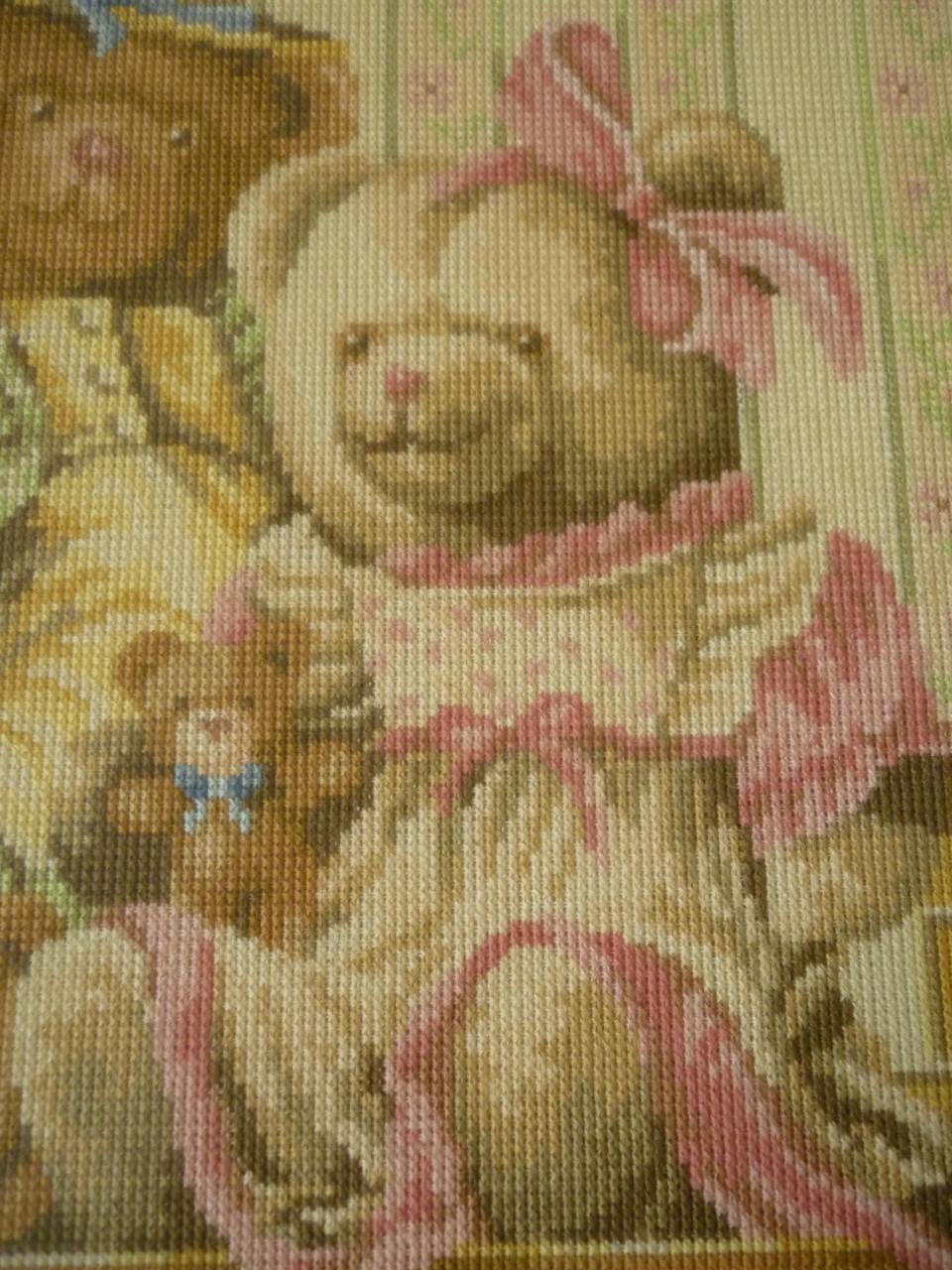 Voltooide kruissteek – Lanarte Beren en Speelgoed in lijst 62x51 cm