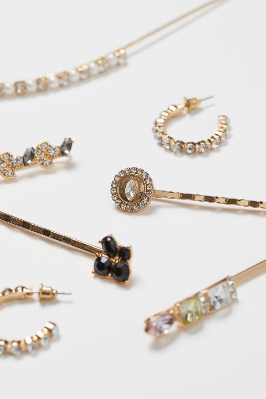 H&M set strass diadeem, haarspeldjes en oorbellen - NIEUW
