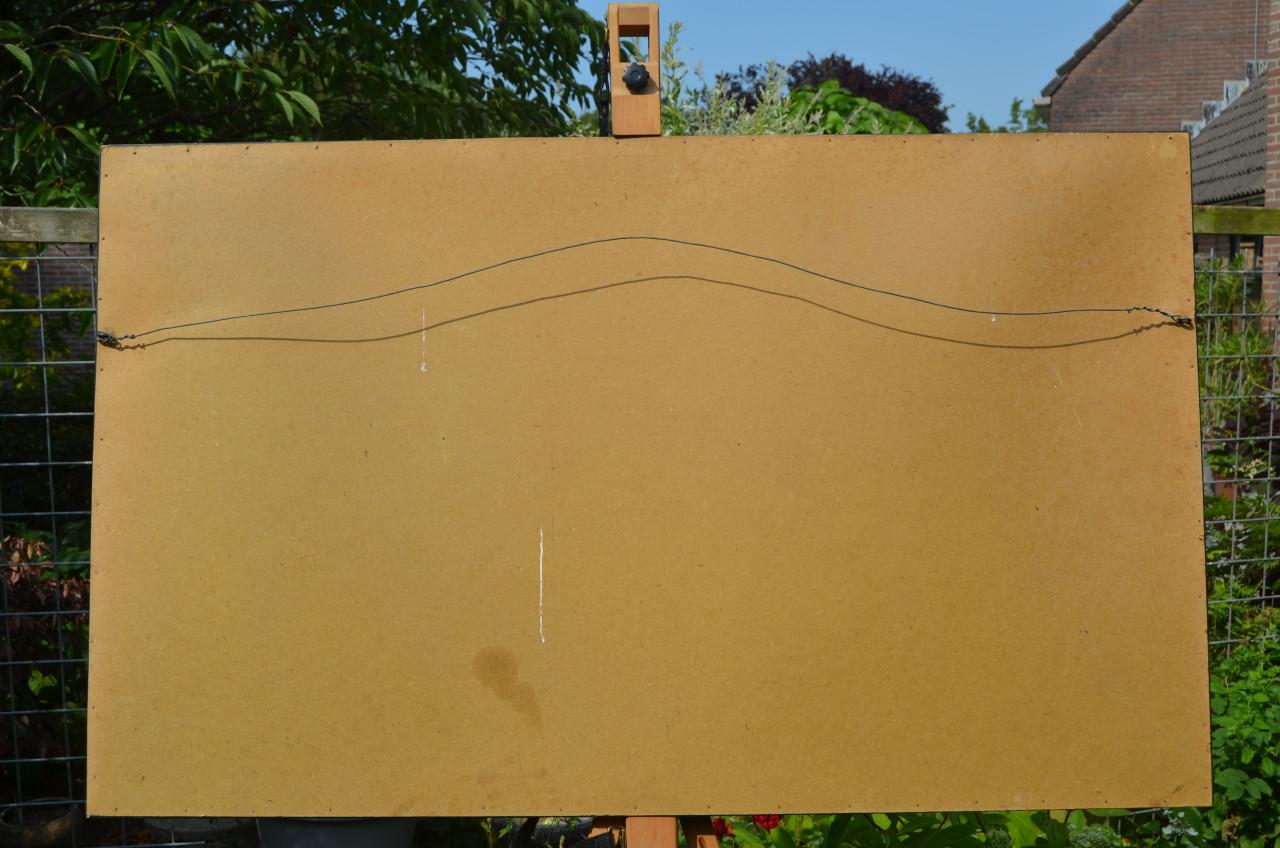 Grote aquarel Fred Slips boerenwoning in een dennenbos