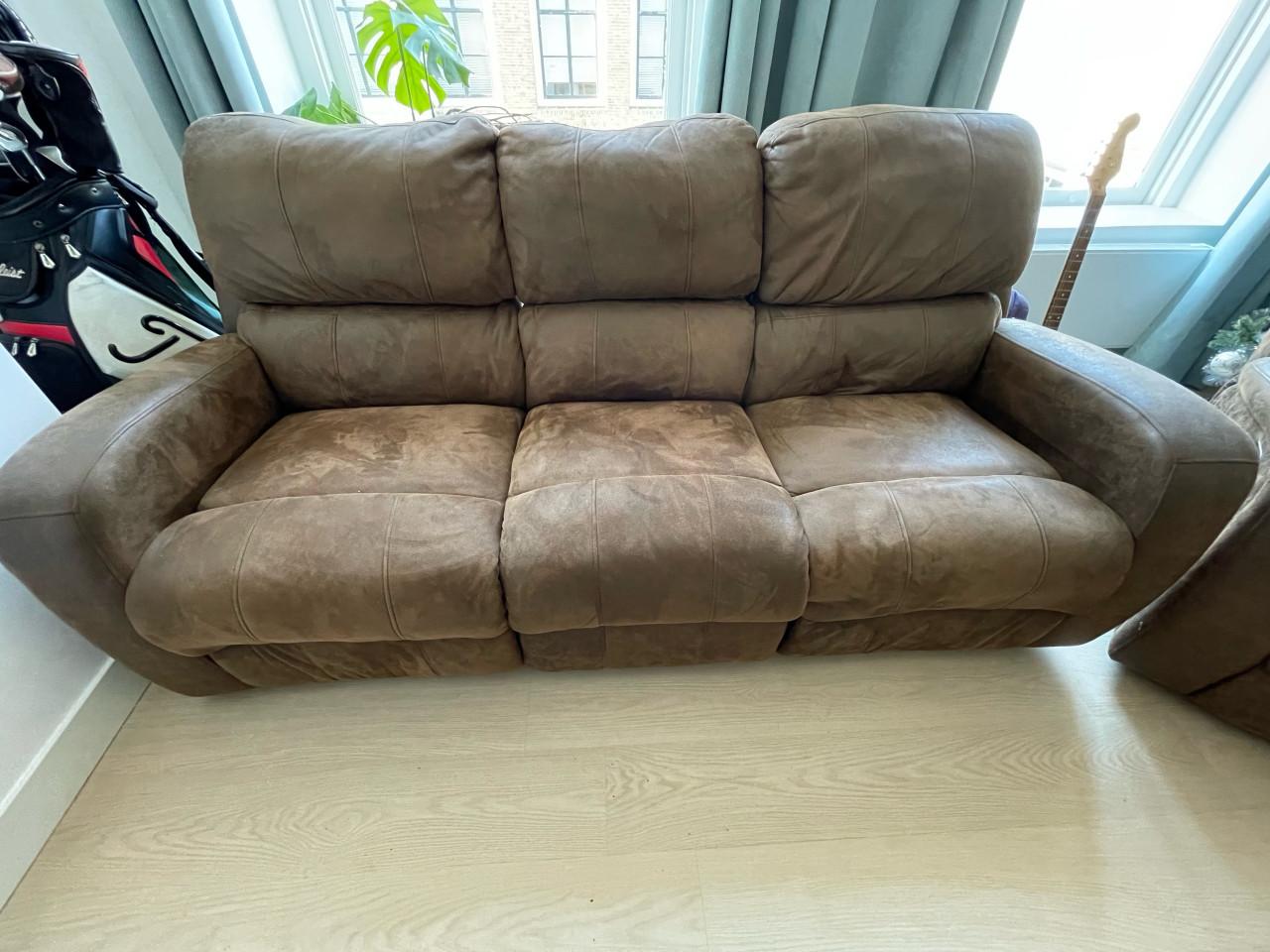 Bruine relaxbank set 3+2+1 – Comfortabele banken