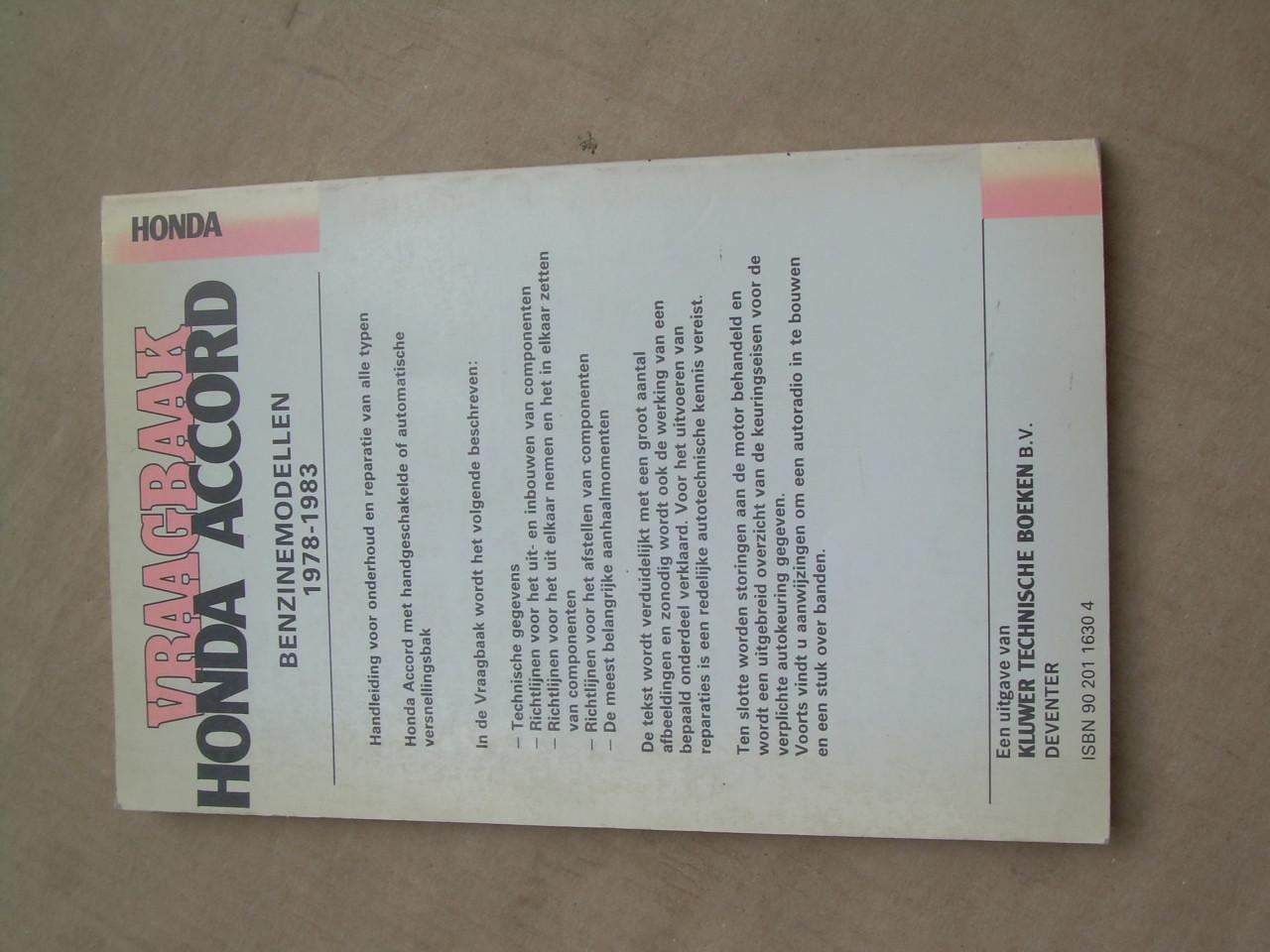 Vraagbaak Honda Accord bwj 1978 - 1983