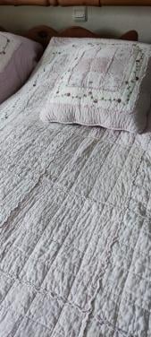 2x 1 pers. zacht roze quilts met roosjes - 100% katoen