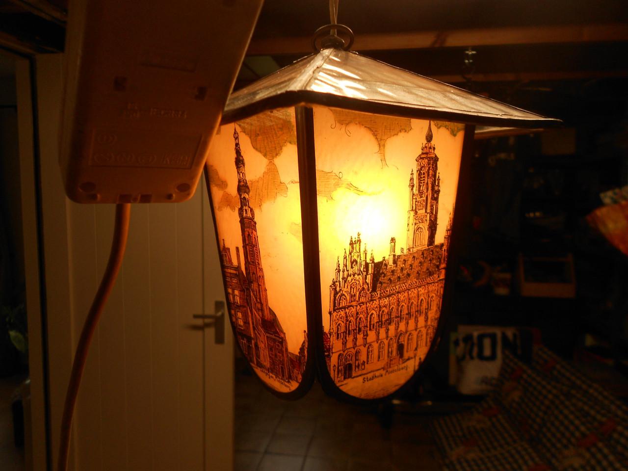 Glas in lood hang lamp lantaarn Middelburg st joris, lange jan, stadhuis