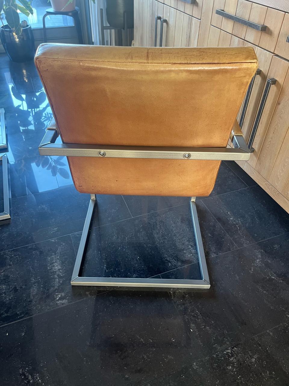 6 leren eetkamerstoelen