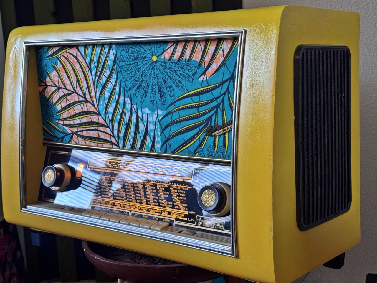 Vrolijke omgebouwde antieke Radio 1958