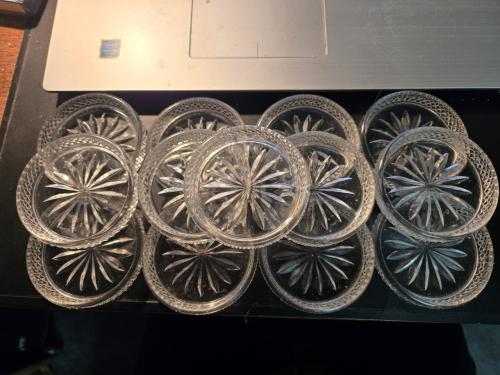 Vintage kristallen onderzetters, 13 stuks. Ø 7.5 cm H 1.5 cm