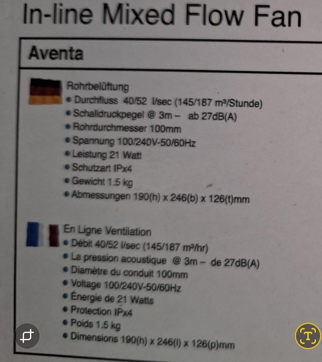 Aventa ventilator voor natte ruimte