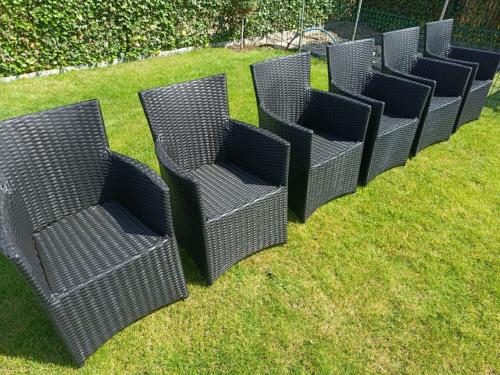 6 Bristol wicker tuinstoelen / antraciet