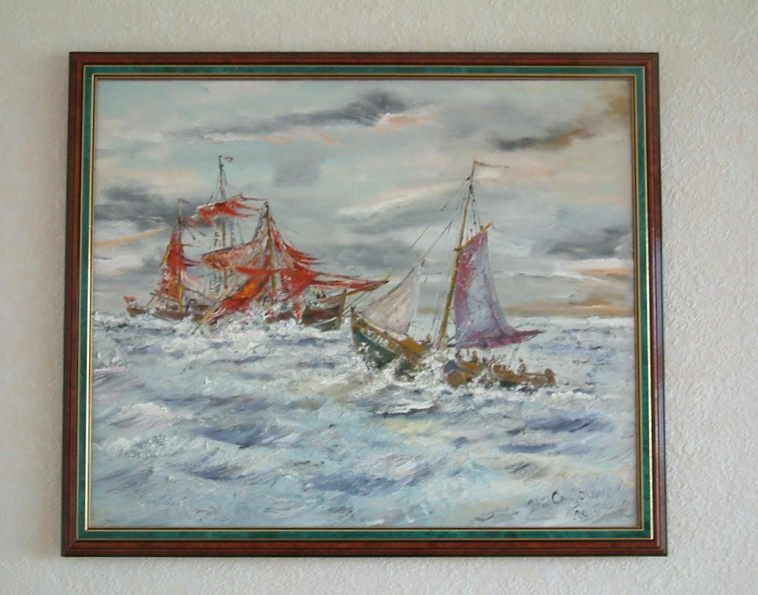 Redders van 3 master  Fam Schroevers  op de zeil - in orkaan kracht