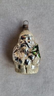 Oude kerstbal Kerstman met boompje