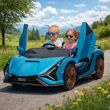 Elektrische Kinderauto 24V – Lamborghini Sian 2 zits | Blauw