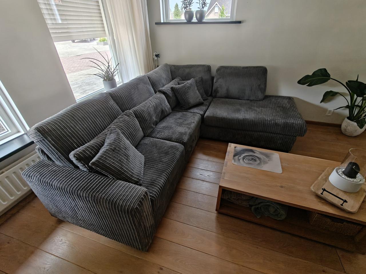 Hoekbank in Goede Staat | Grijs | Ribstof/Corduroy