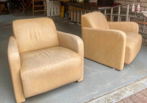 2 Fauteuils, leder, van Leolux