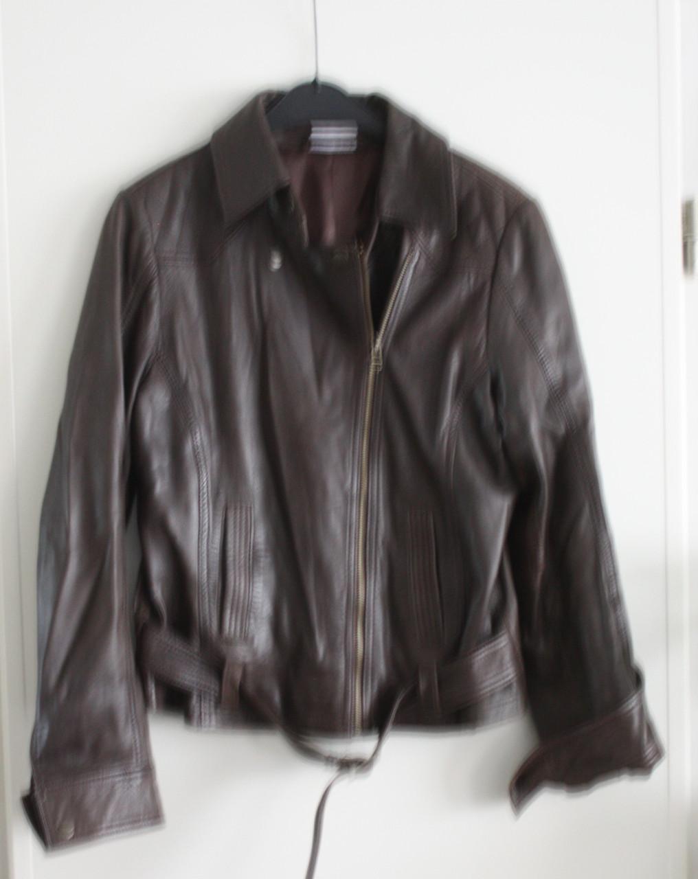 Bruine leren jasje dames  maat 40