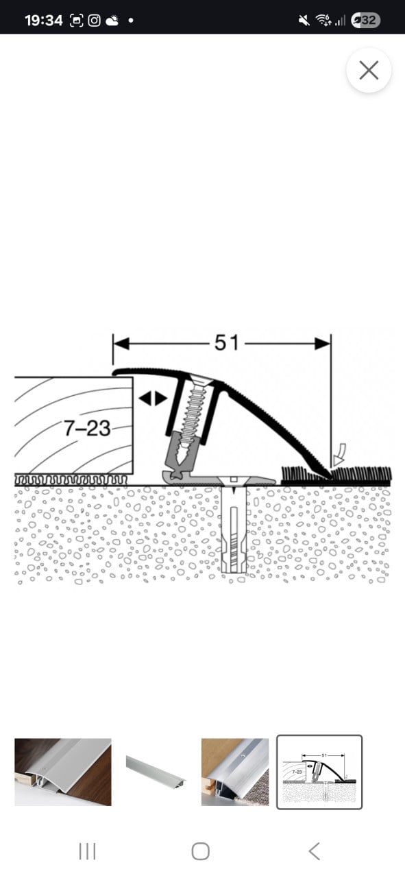 Overgangsprofiel 1.80 m - 7 tot 23 mm