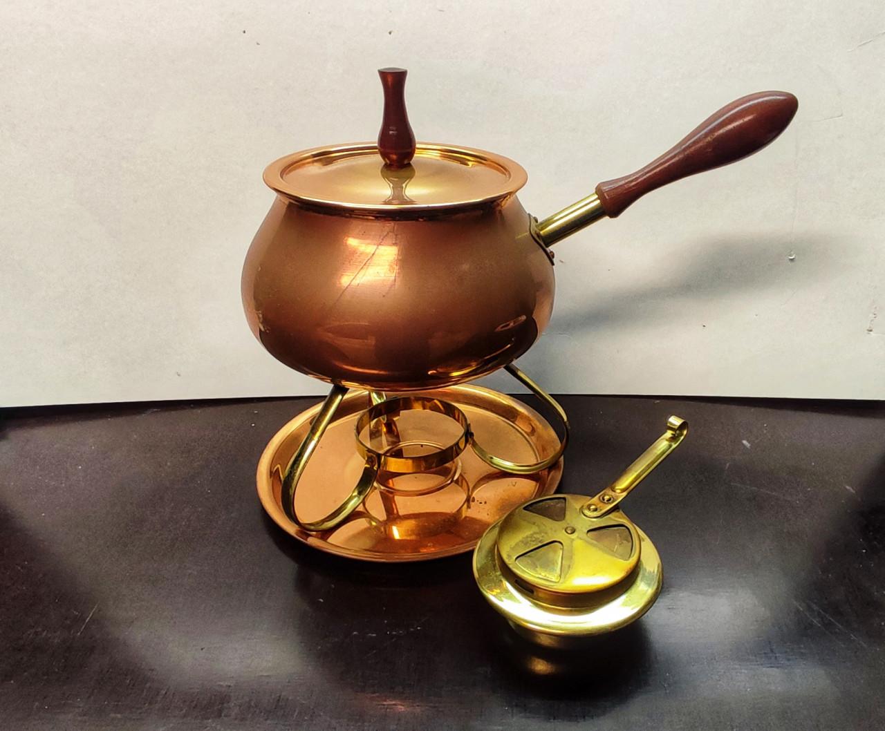 Koperen fonduepan set