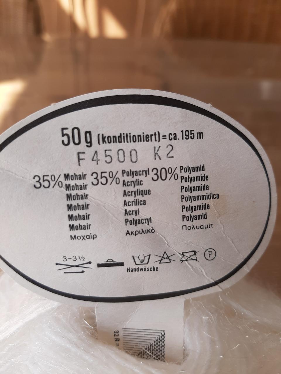 4 BOLLEN - MOHAIR BREIGAREN - SCHACHENMAYER - WIT - NIEUW