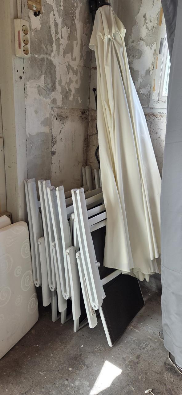 Tuinstoelen en tafelonderstel wit/antraciet