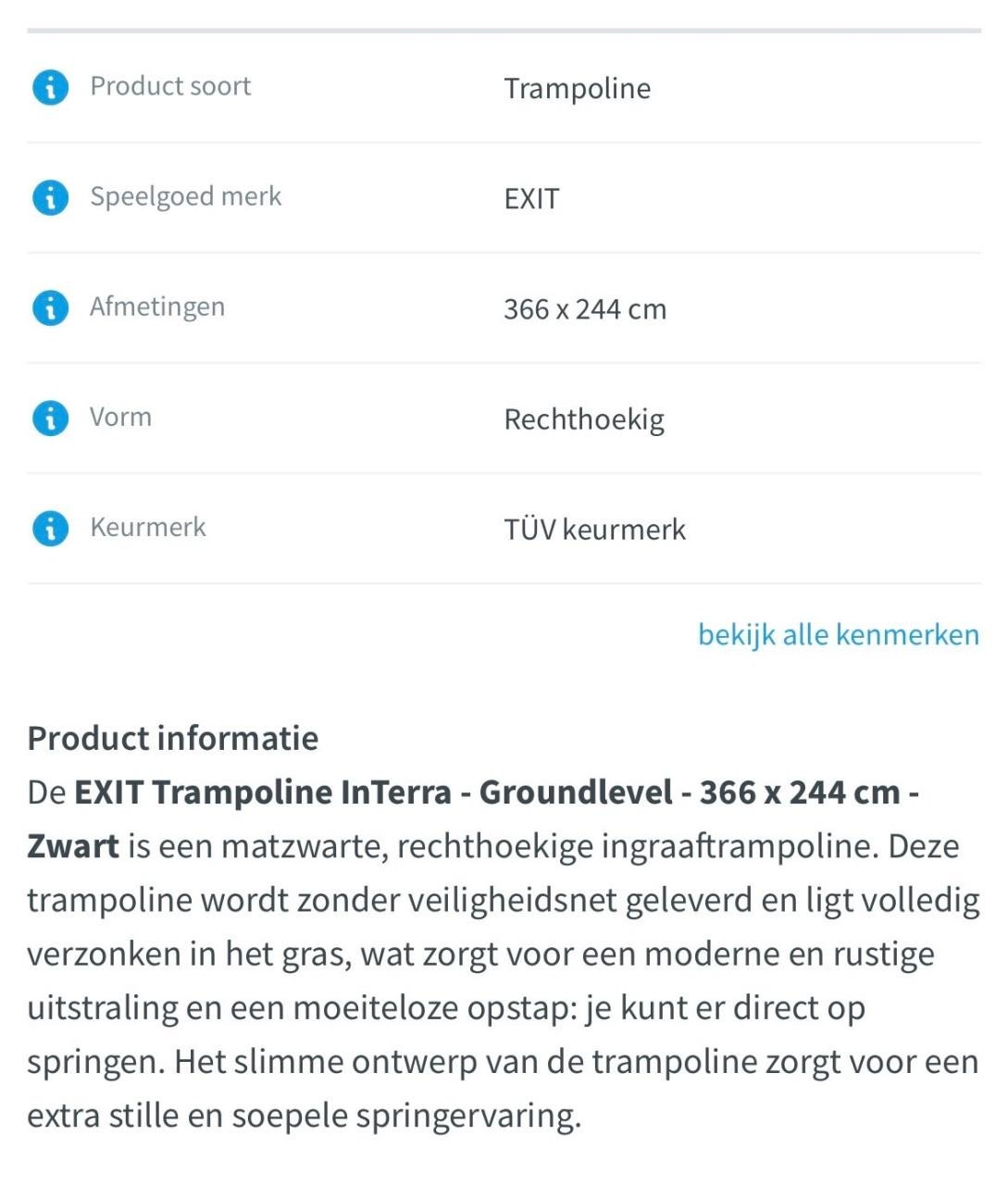 EXIT Trampoline - inground - 366 x 244 cm