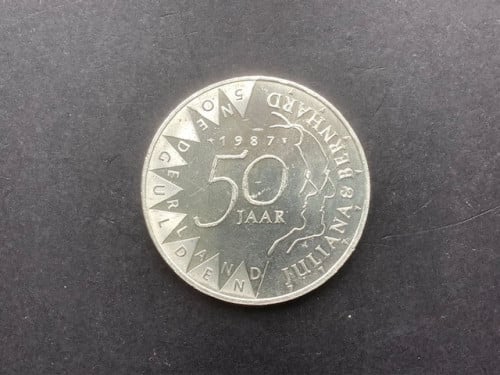 Beatrix, 50 gulden munt 1987, zilver.
