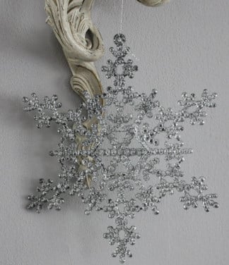 Set van 3 glittersneeuwvlokken zilverkleur