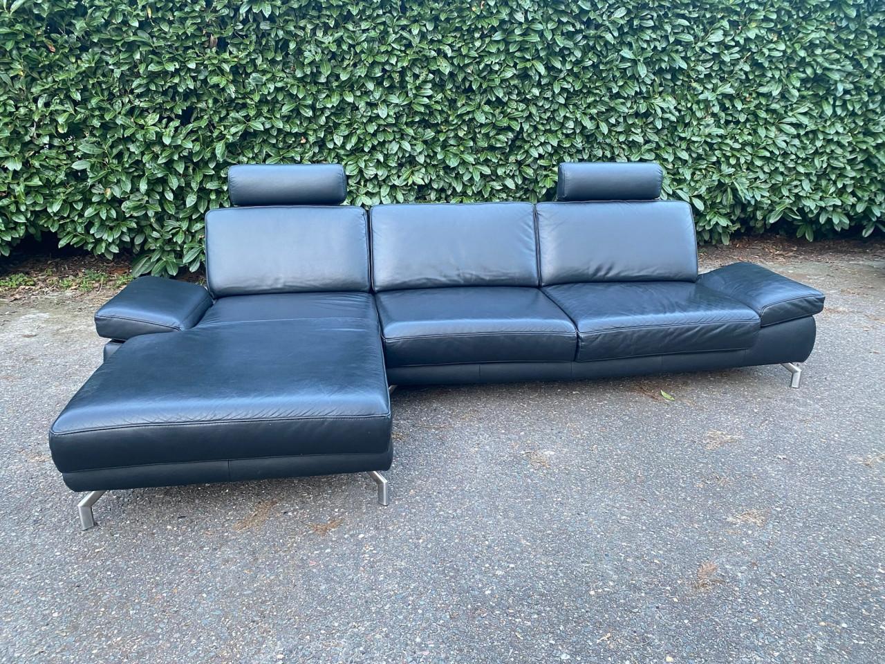 Henders & Hazel Zwarte Hoekbank –Echt Leer – Gratis Levering NL